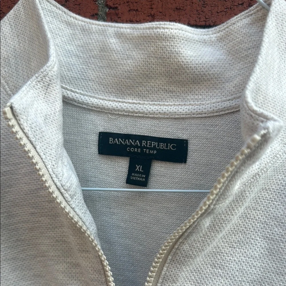 Banana Republic Light Beige Quarter-Zip Sweater